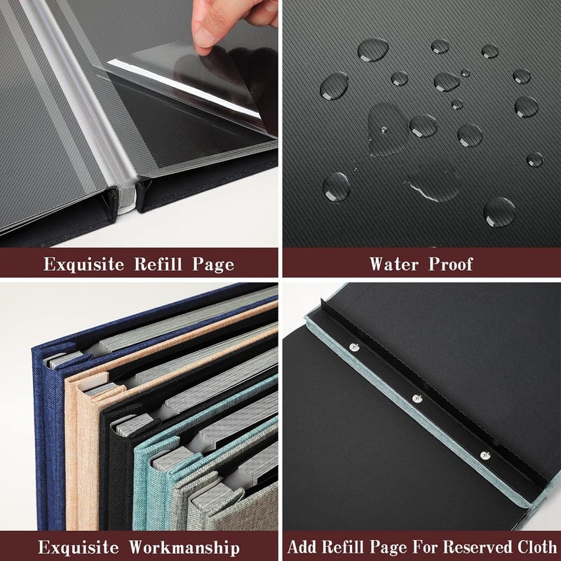 Spbapr Large Photo Album Self Adhesive Linen Cover Magnetic Scrapbook Album DIY Scrap Book 40 Black Sticky Pages for 4x6 5x7 8x10 10x12 Pictures with A Metal Pen - Image 5